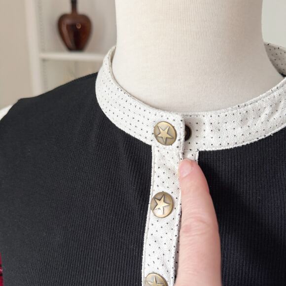 Nuvula Black Ribbed Knit Geometric Strong Shoulder Sweater Size L - Picture 4 of 9